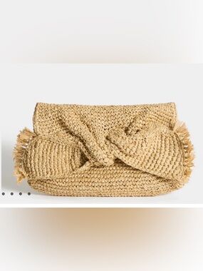 NWT Anya Hindmarch Natural Raffia Knotted Clutch - Tan